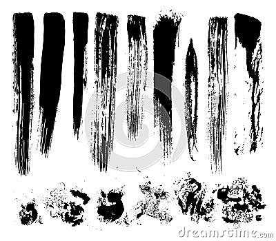 Set of brush strokes, stains, vector Vector Illustration