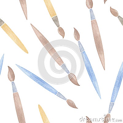 A set of brushes and pencils for painting. Supplies for creativity. Watercolor drawing. Stock Photo
