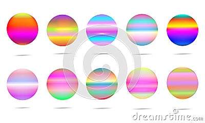 Set of bubble balloon glossy sticker circle rainbow shine abstract background pattern vector illustration Vector Illustration