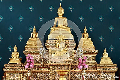 Set of buddha images table. Stock Photo