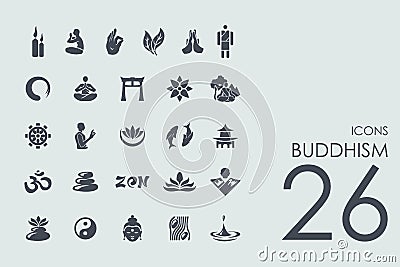 Set of buddhism icons Vector Illustration