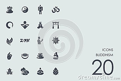 Set of buddhism icons Vector Illustration