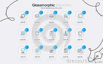 Set of Build, Puzzle and Interview line icons for web app. Pictogram icon. Vector Vector Illustration