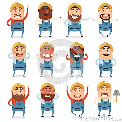 Set of builder flat icons Vector Illustration