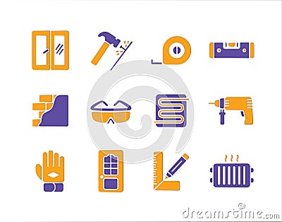 Set of building construction and home repair icons Vector Illustration