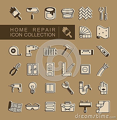 Set of building construction and home repair icons Vector Illustration