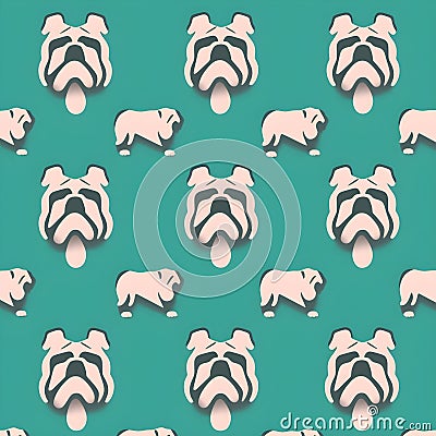 Set of bulldog stickers, retro illustration. Generative AI Cartoon Illustration