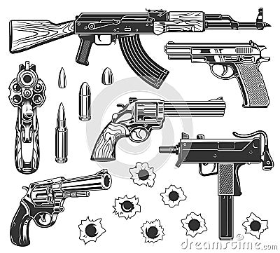 Set of bullet holes Vector Illustration