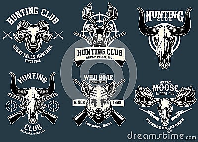 Set bundle badge design of hunting animal Vector Illustration