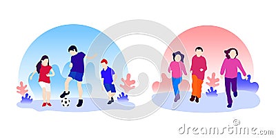 Set bundle of children. Universal children`s day icon set. Children playing vector illustration. Vector Illustration