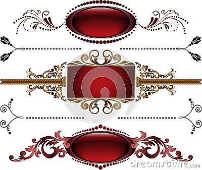 Set of burgundy frame Vector Illustration