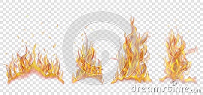 Set of burning campfires Vector Illustration