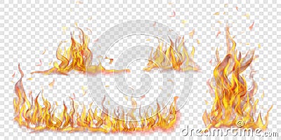 Set of burning campfires Vector Illustration
