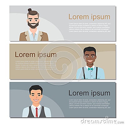 Set of business banners with characters Vector Illustration