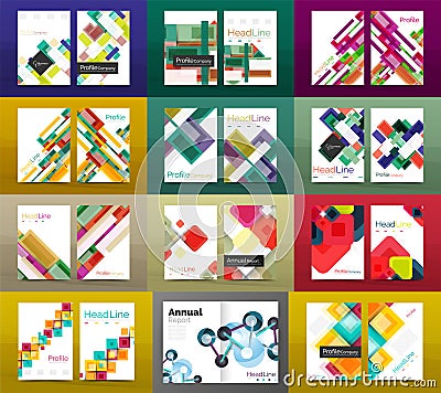 Set of a4 business brochures or annual report covers Vector Illustration