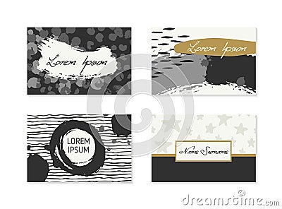 Set of Business Cards with hand drawn elements Vector Illustration