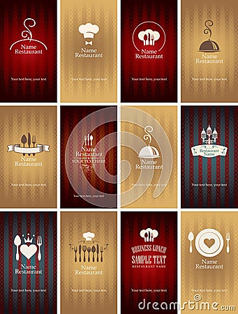 Set of business cards on theme of food and drink Vector Illustration