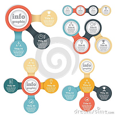 Set of business circle info graphic, diagram Vector Illustration