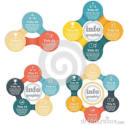 Set of business circle info graphic, diagram Vector Illustration