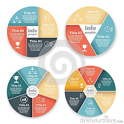 Set of business circle info graphic, diagram Vector Illustration