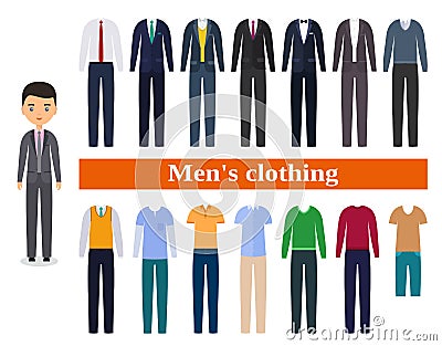 Set business clothes for men. Vector illustration. Vector Illustration