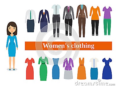 Set business clothes for women. Vector illustration. Vector Illustration