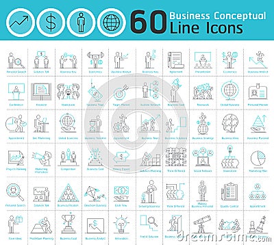 Set of business conceptual thin line icons collection. Vector Illustration