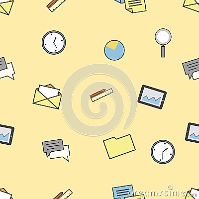 Set of business and finance icons. Seamless pattern background Vector Illustration