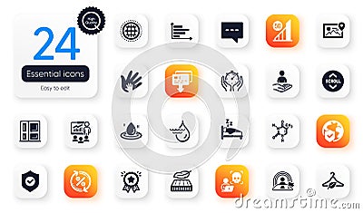 Set of Business flat icons. World insurance, Slow fashion and Security shield elements for web application. Vector Vector Illustration