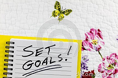 Set business goals opportunity target objective achievement success goal performance Stock Photo