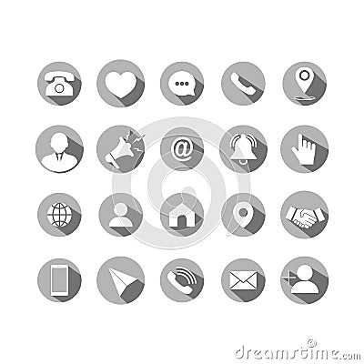 Set of business icons set modern button. Web, phone, mobile phone, mail on isolated background. Eps 10 vector Vector Illustration