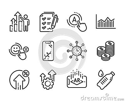 Set of Business icons, such as Ab testing, Water bottle, Augmented reality. Vector Vector Illustration