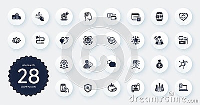 Set of Business icons, such as Brush, Phone messages and Tomato flat icons. For website design. Vector Vector Illustration
