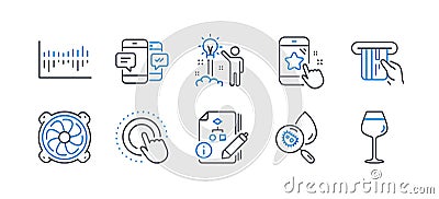 Set of Business icons, such as Computer fan, Creative idea, Column diagram. Vector Vector Illustration