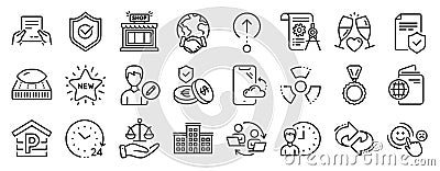 Set of Business icons, such as Divider document, Customer satisfaction, Working hours. Vector Vector Illustration