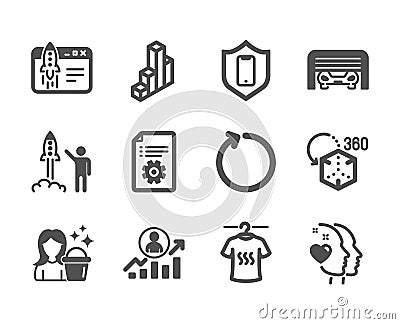 Set of Business icons, such as Technical documentation, 3d chart, Start business. Vector Vector Illustration