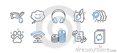 Set of Business icons, such as Wash hands, Technical algorithm, Pet friendly. Vector Vector Illustration