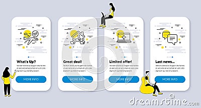 Set of Business icons, such as Work home, Confirmed flight, Medical help. Vector Vector Illustration