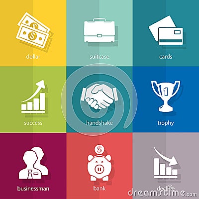 Set of business icons. Vector Vector Illustration