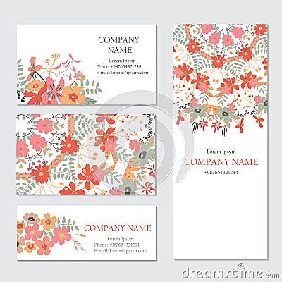 Set of business or invitation cards templates, corporate identity templates Vector Illustration