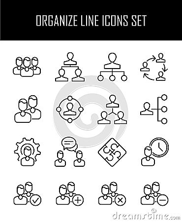 Set of business management icons in modern thin line style. Vector Illustration