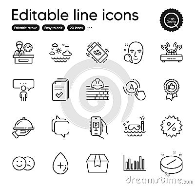 Set of Business outline icons. Contains icons as Messenger, Consulting business and Positive feedback elements. Vector Vector Illustration
