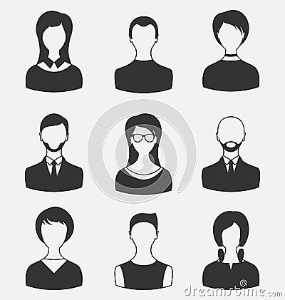 Set business people, different male and female user avatars isolated on white background Vector Illustration