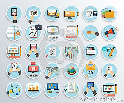 Set of Business Promotion, Internet Shopping Vector Illustration