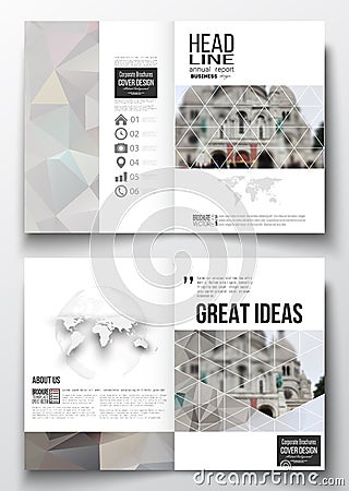 Set of business templates for brochure, magazine, flyer, booklet or annual report. Polygonal background, blurred image Vector Illustration