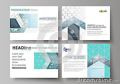 Set of business templates for presentation slides. Abstract vector layouts in flat design. Chemistry pattern, hexagonal Vector Illustration