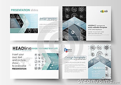 Set of business templates for presentation slides. Easy editable layouts, vector illustration. High tech design Vector Illustration