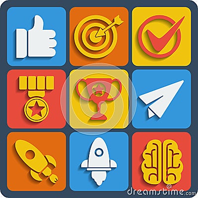 Set of 9 business web and mobile icons. Vector. Vector Illustration