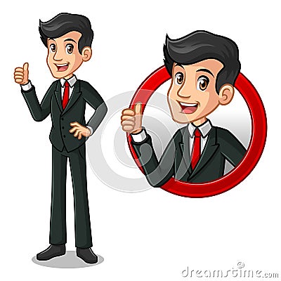 Set of businessman in black suit inside the circle logo concept Vector Illustration