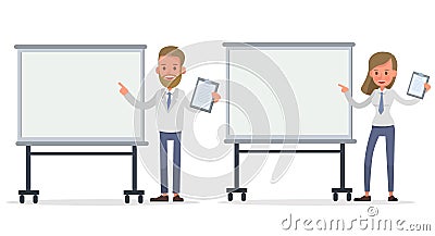 Set of Businessman and Businesswoman character vector design. Presentation in various action with emotions and working. no10 Vector Illustration
